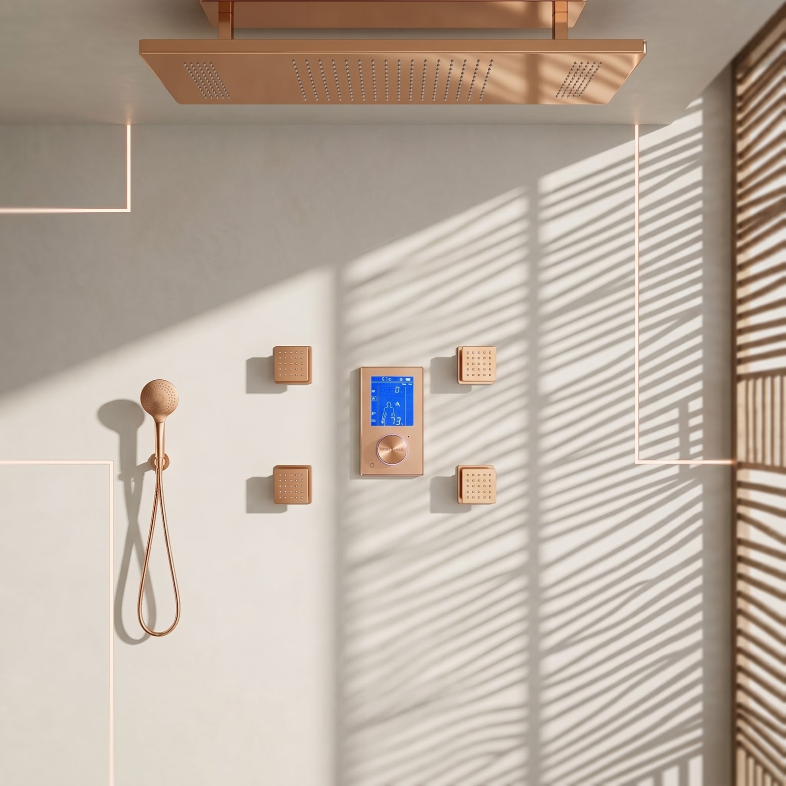 BathSelect Lumigold LED Ceiling Rainfall Shower Panel With Handheld